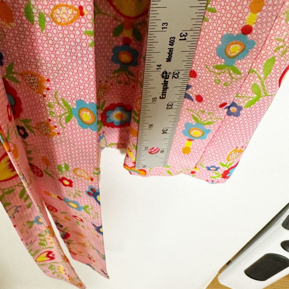 Josie Natori Pink Floral Wrap Robe Size M Boho Lightweight Belted - Picture 8 of 8